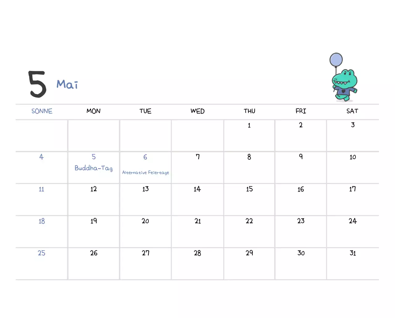 Ein Kalender mit einem niedlichen Ago-Illustrationskonzept