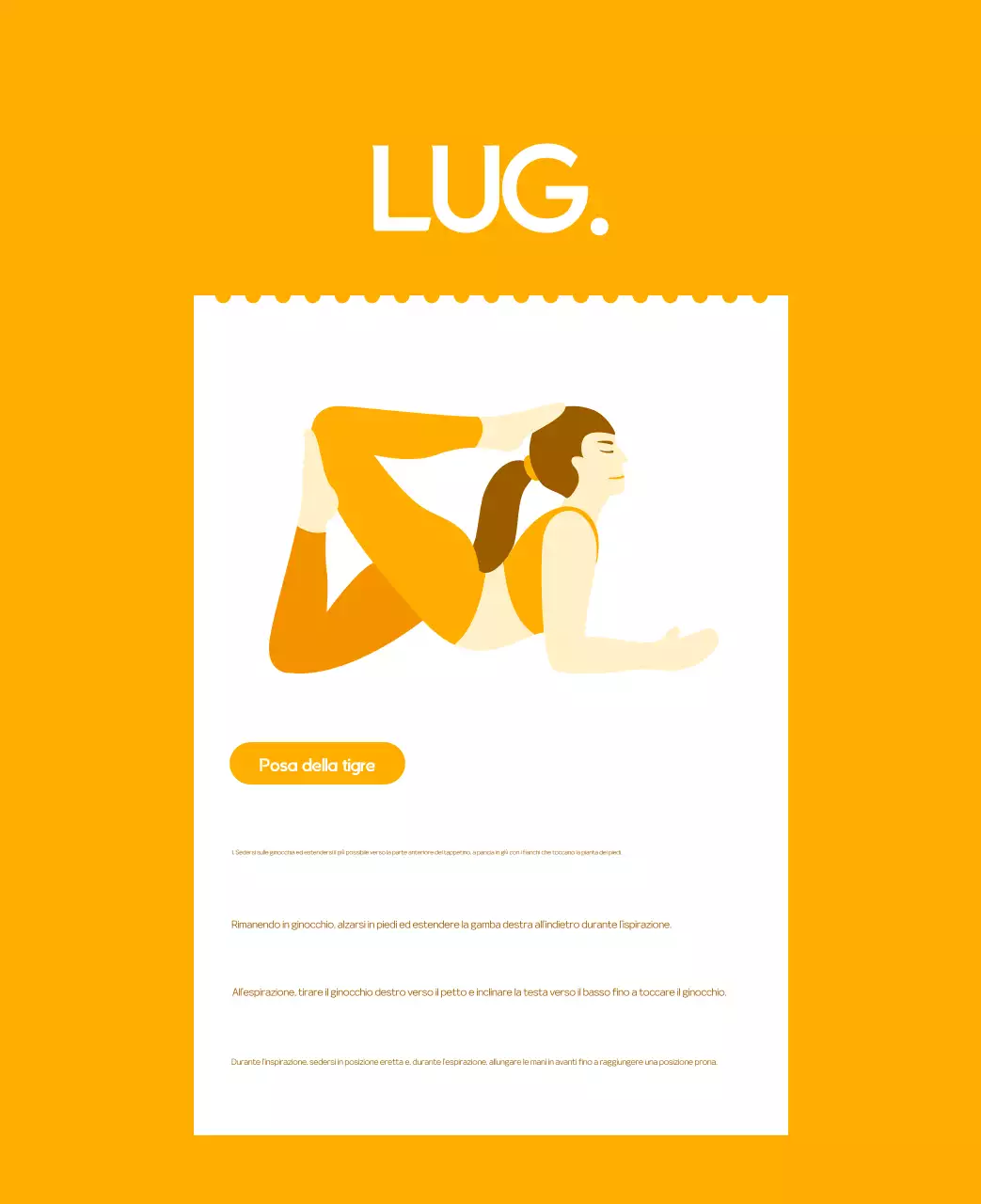 Calendario promozionale arancione dello yoga minimalista