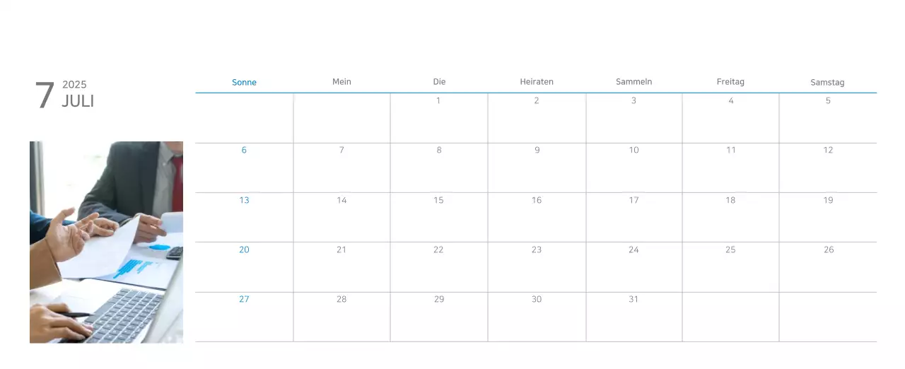 Blauer moderner Kalender Corporate Promotions