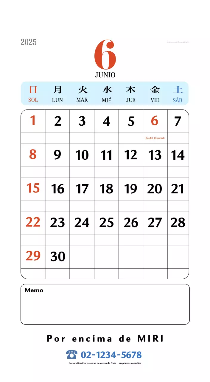 Calendario retro concept memory en rojo