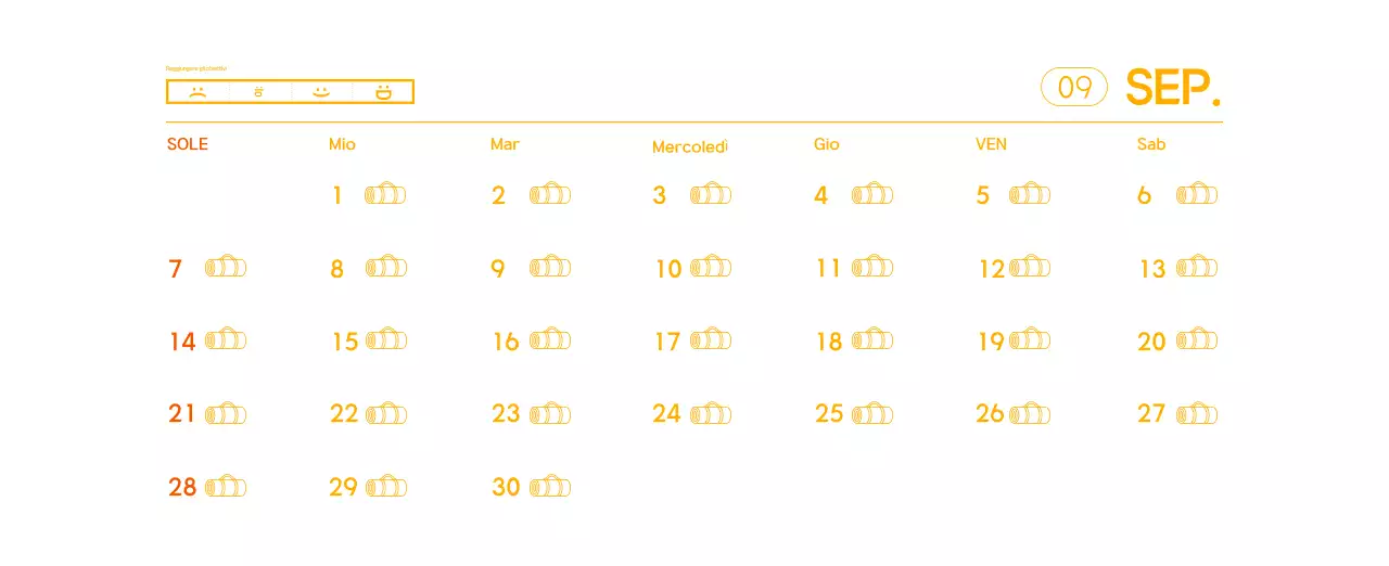 Calendario promozionale arancione dello yoga minimalista