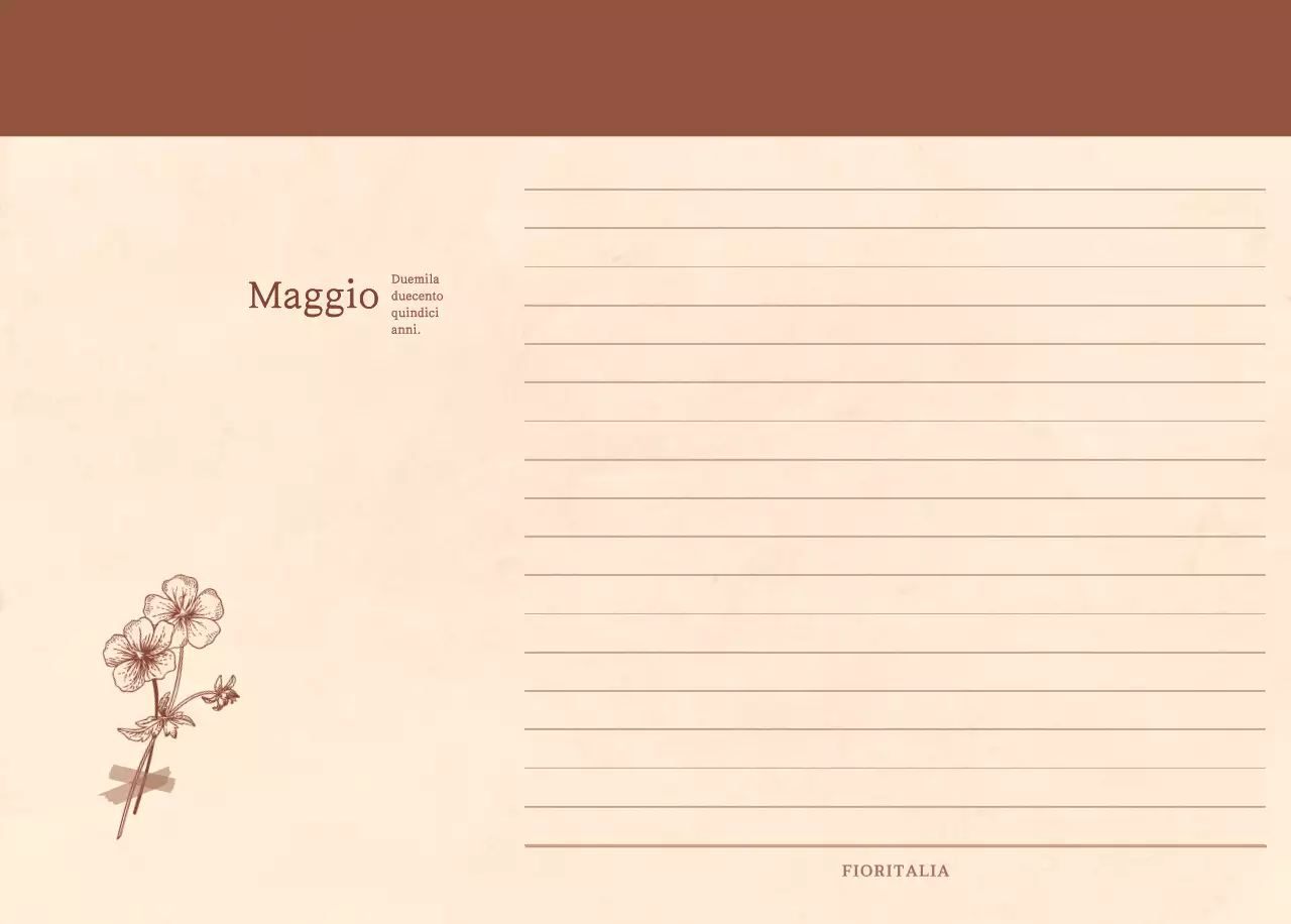 Un calendario sentimentale per fioristi in carta di lana marrone chiaro e marrone.