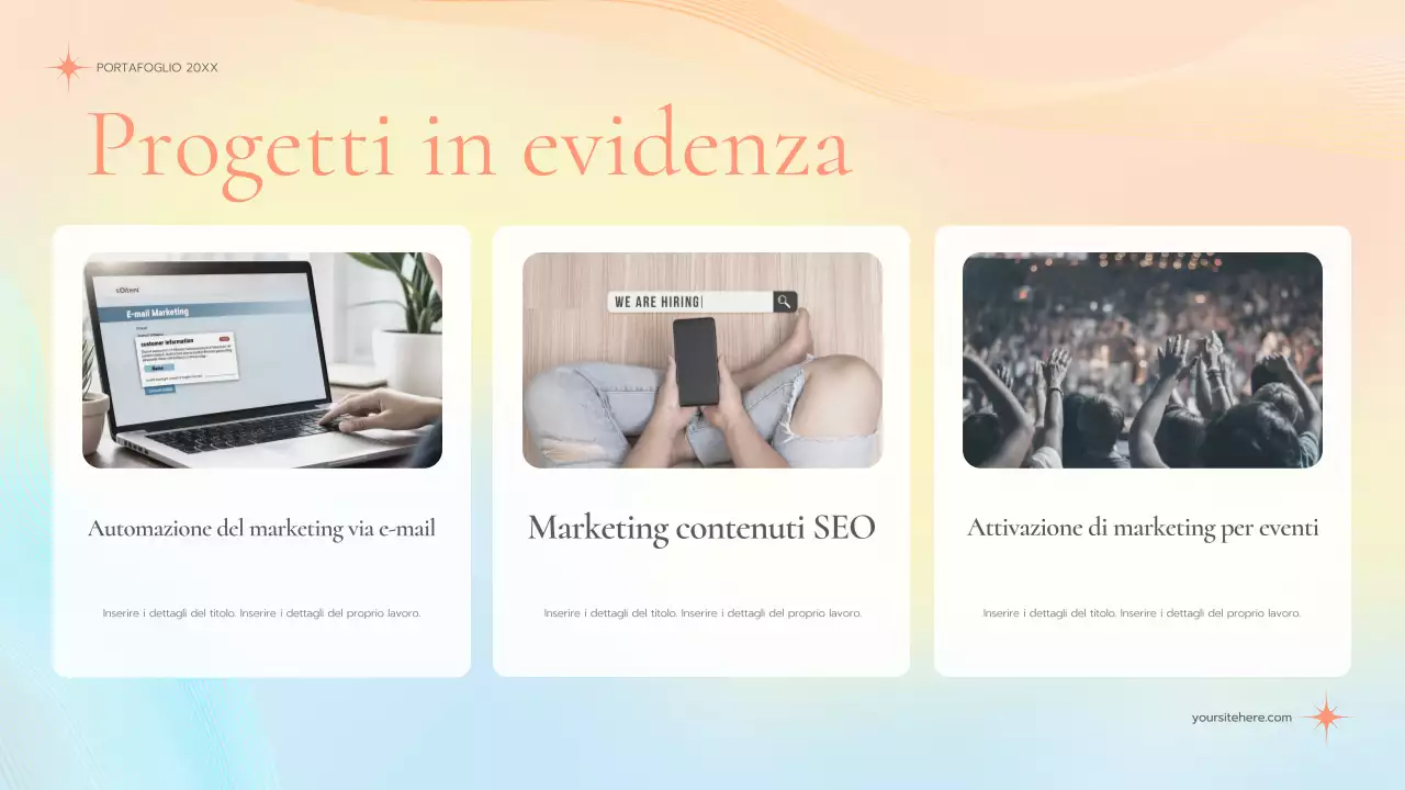 portfolio marketing elegante e pastello