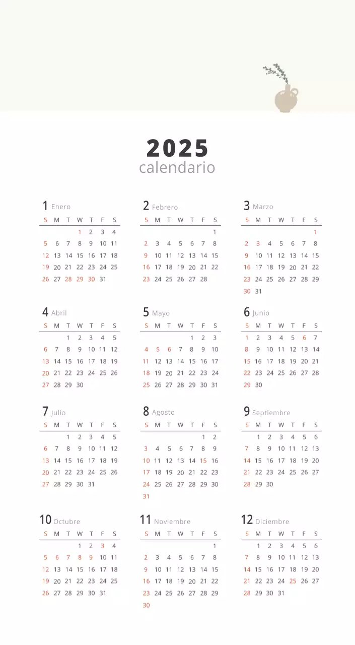 Calendario interior minimalista beige