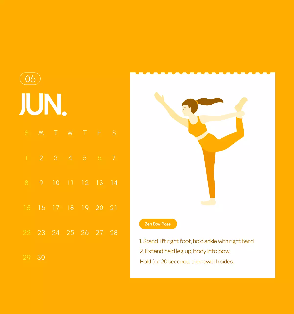Orange Minimalist Yoga Promotional Calendar