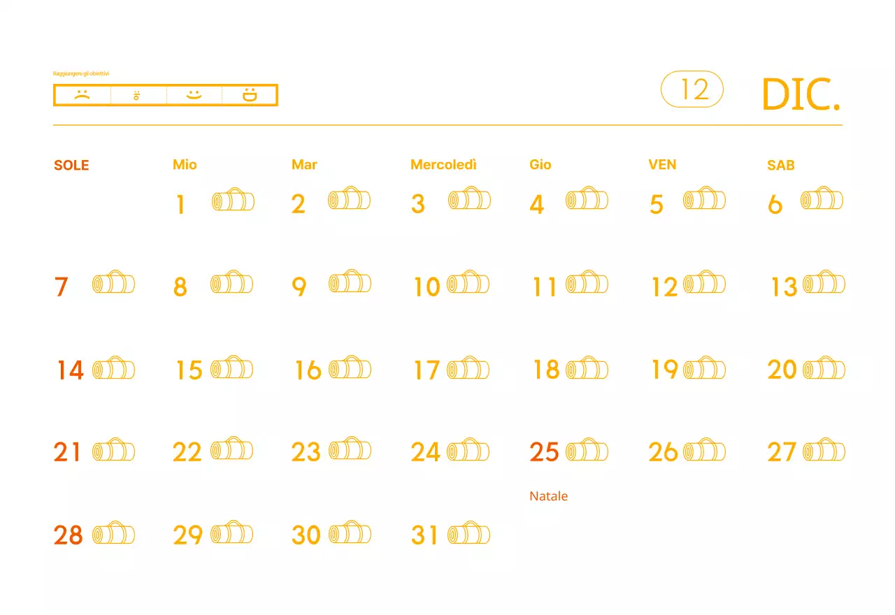 Calendario promozionale arancione dello yoga minimalista