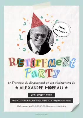 invitation à la retraite rétro et colorée