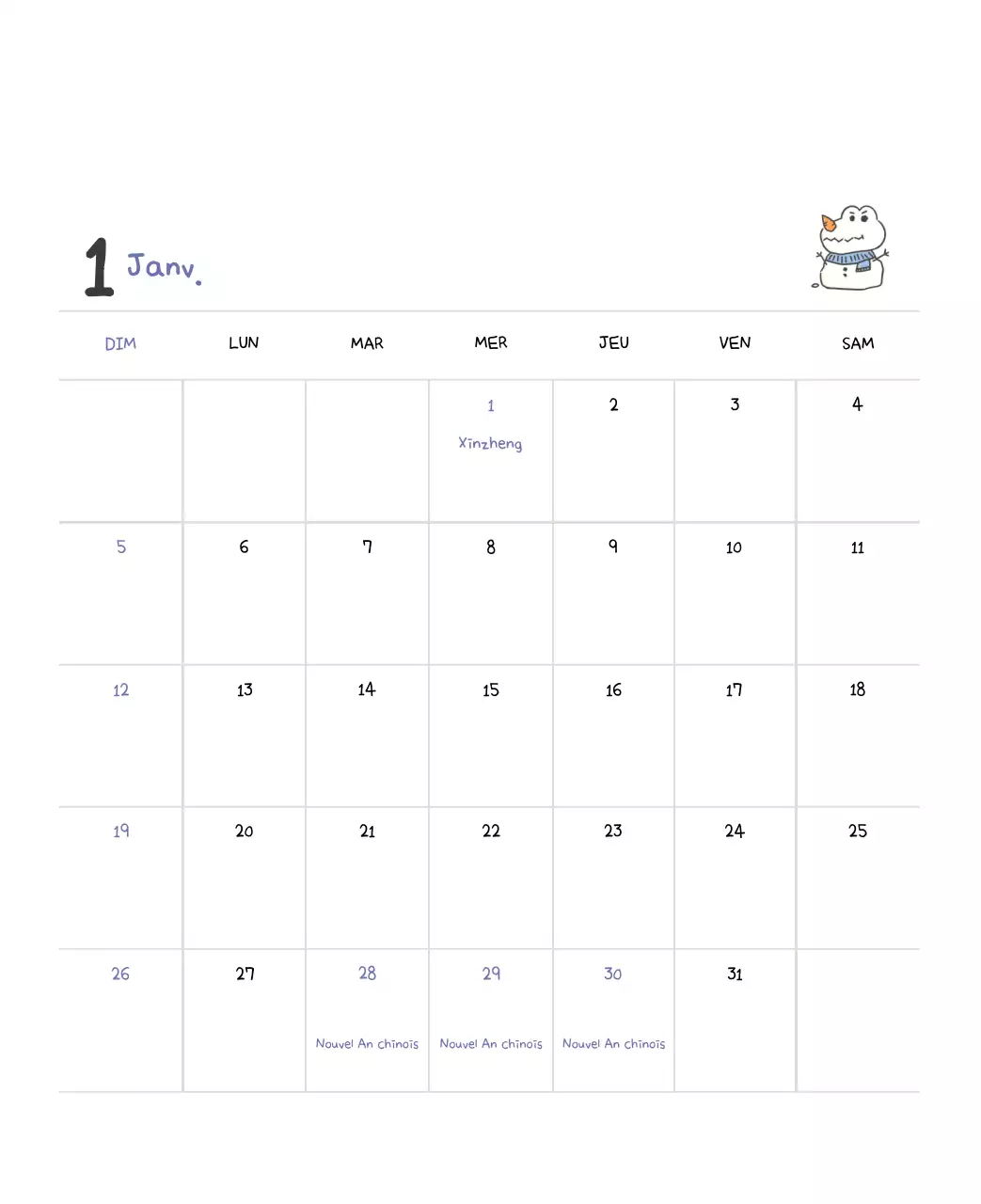 Un calendrier avec un concept d'illustration Ago mignon