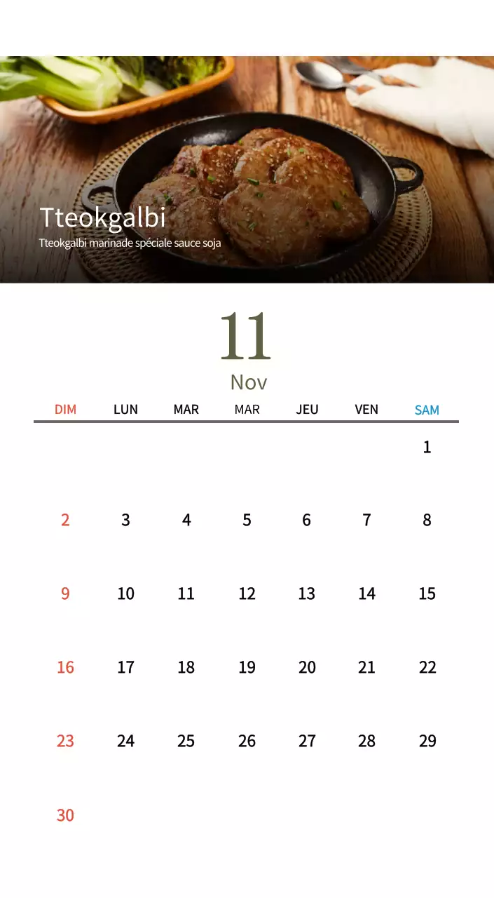 Calendrier de l'alimentation traditionnelle beige