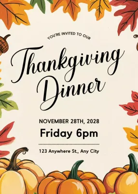 Beige Traditional Thanksgiving Invitation Poster
