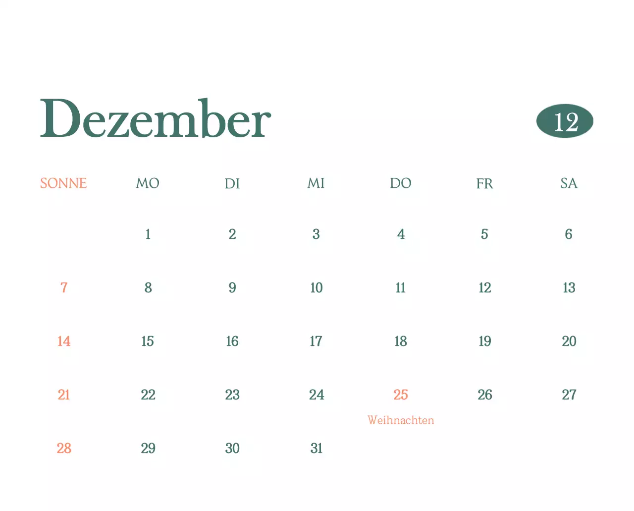 Ein moderner Café-Kalender mit Empfehlungen für das Getränk des Monats