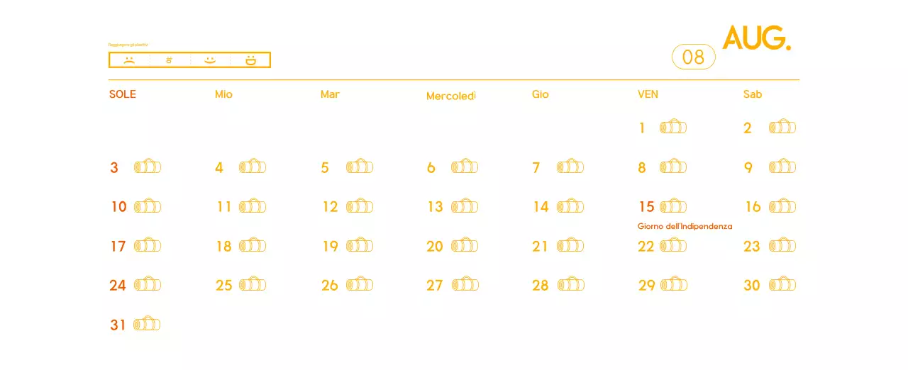 Calendario promozionale arancione dello yoga minimalista