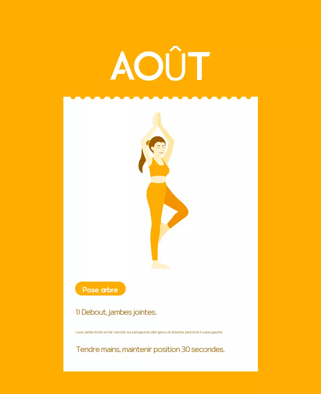 Calendrier promotionnel de yoga minimaliste orange