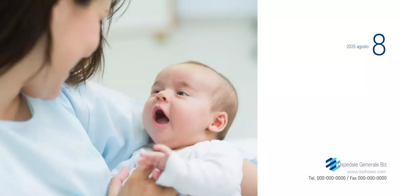 Calendario promozionale dell'ospedale semplice, bianco e blu