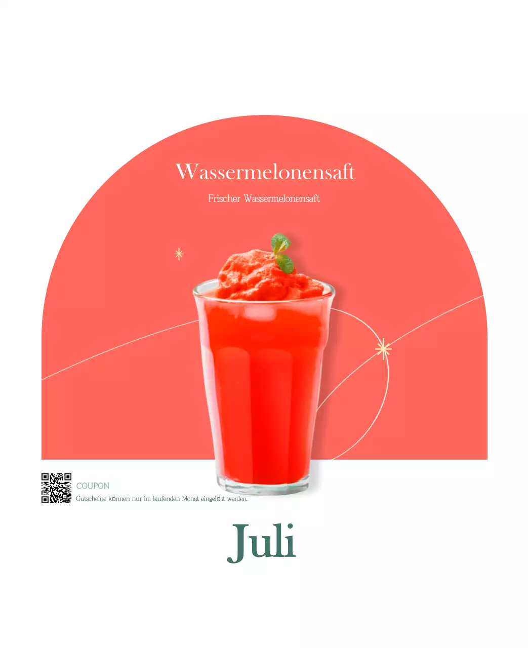 Ein moderner Café-Kalender mit Empfehlungen für das Getränk des Monats