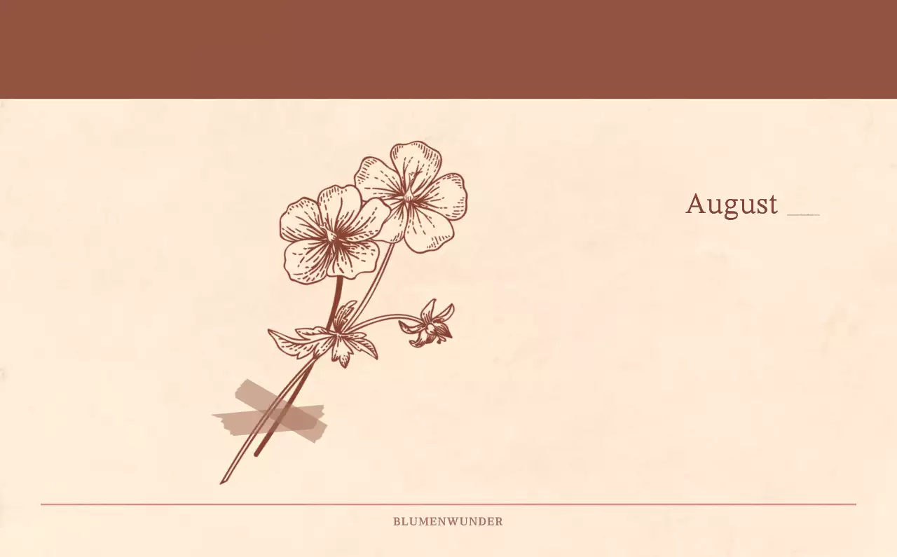 Ein sentimentaler Blumenkalender in hellbraunem und braunem Wollpapierkonzept