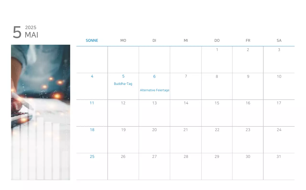 Blauer minimalistischer Kalender