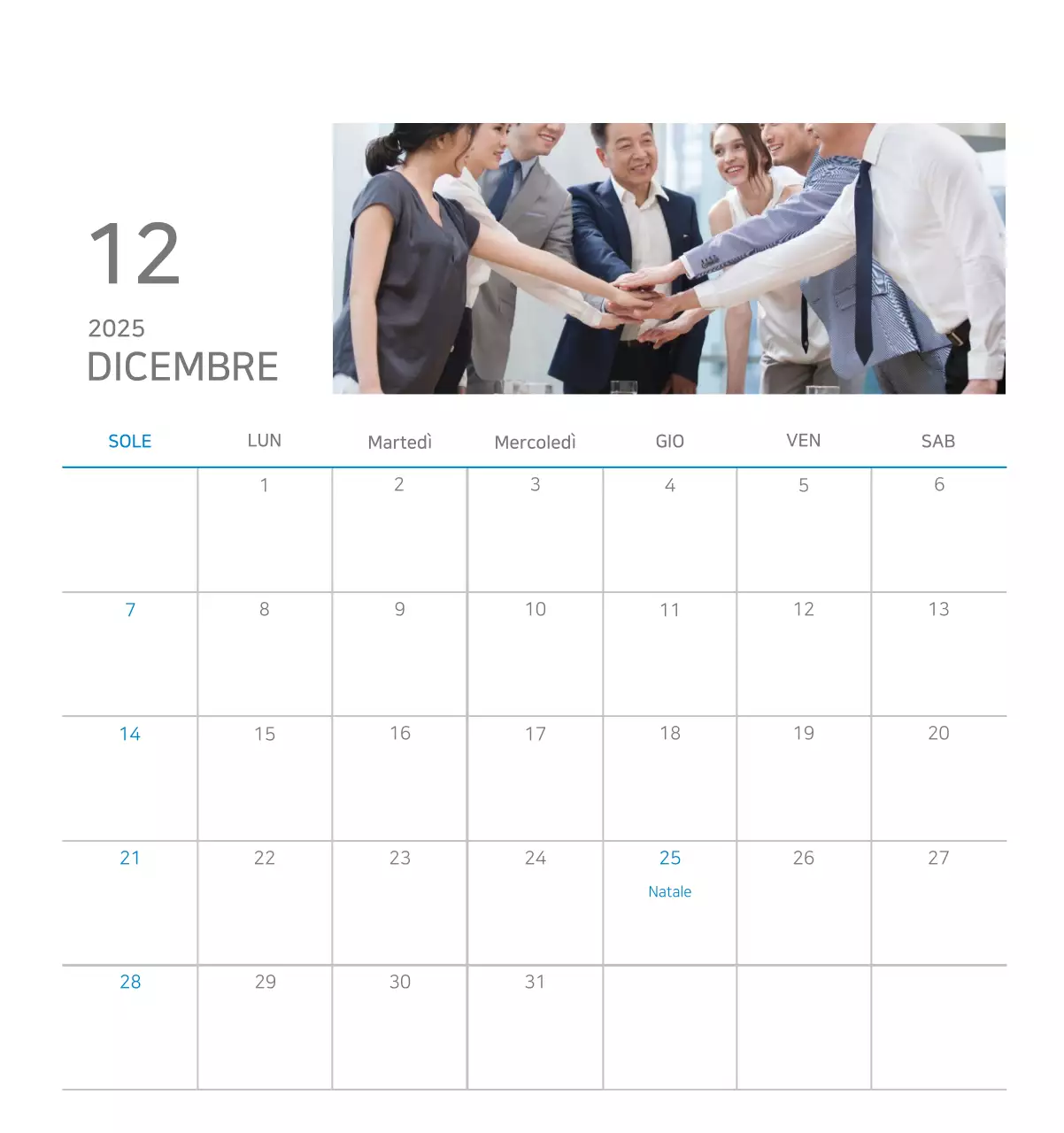 Calendario aziendale minimalista blu