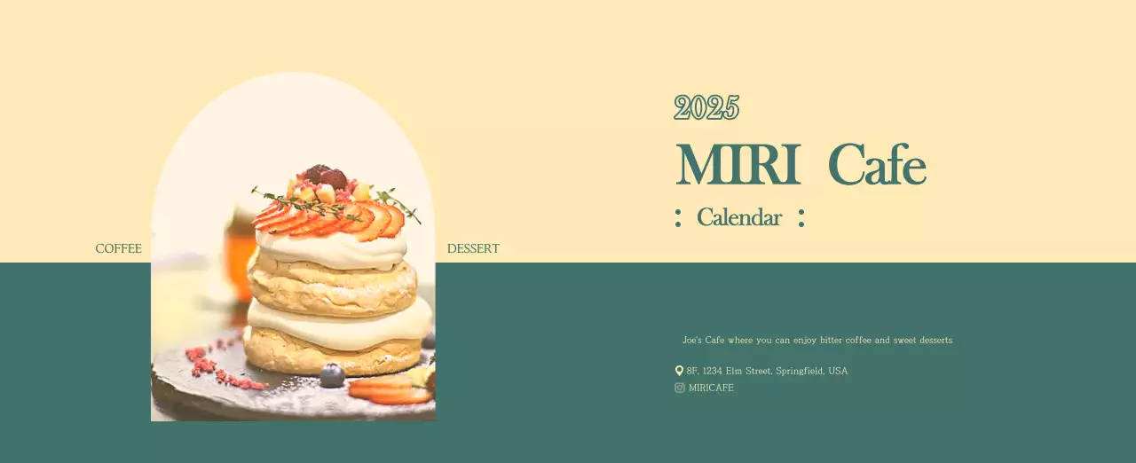 A modern cafe calendar with drink of the month recommendations