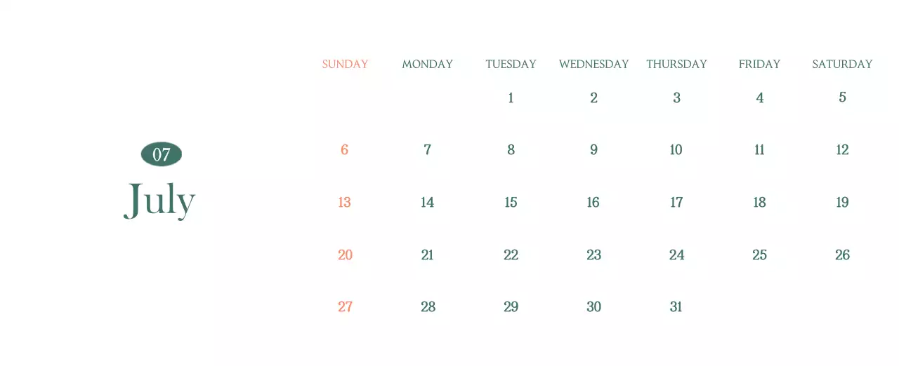 A modern cafe calendar with drink of the month recommendations