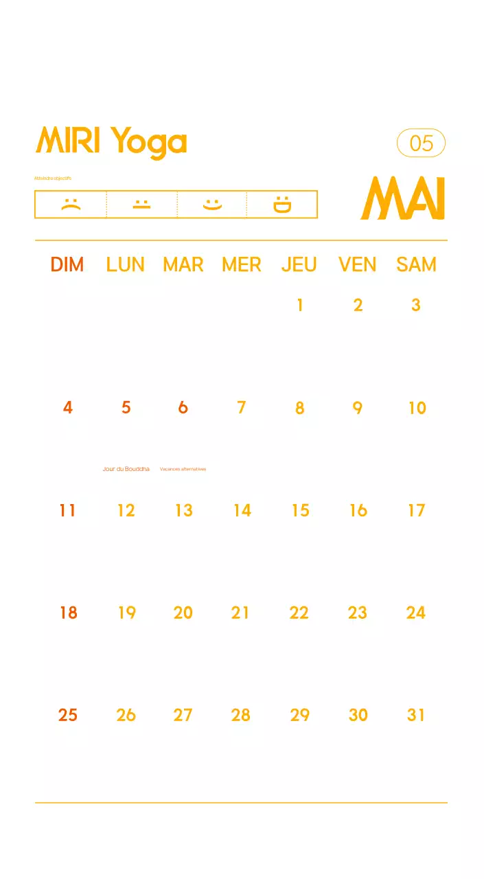 Calendrier promotionnel de yoga minimaliste orange