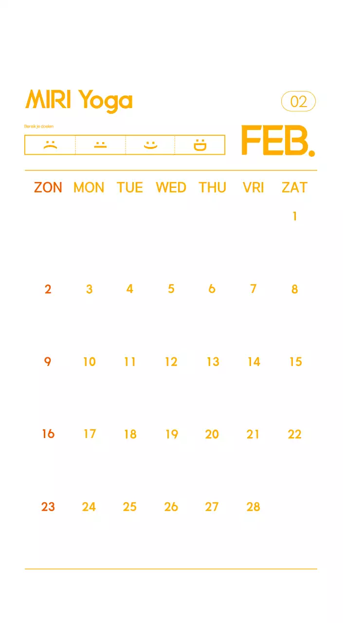 Oranje Minimalistische Yoga Promotiekalender