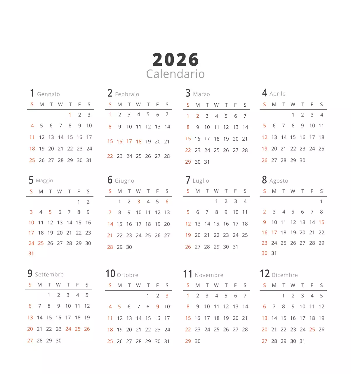 Calendario interno minimalista beige