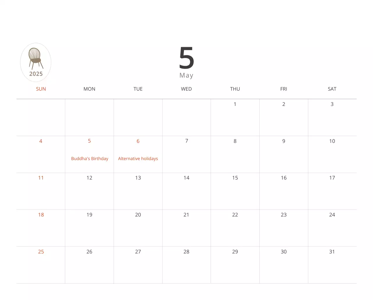 Kalender interior minimalis berwarna krem