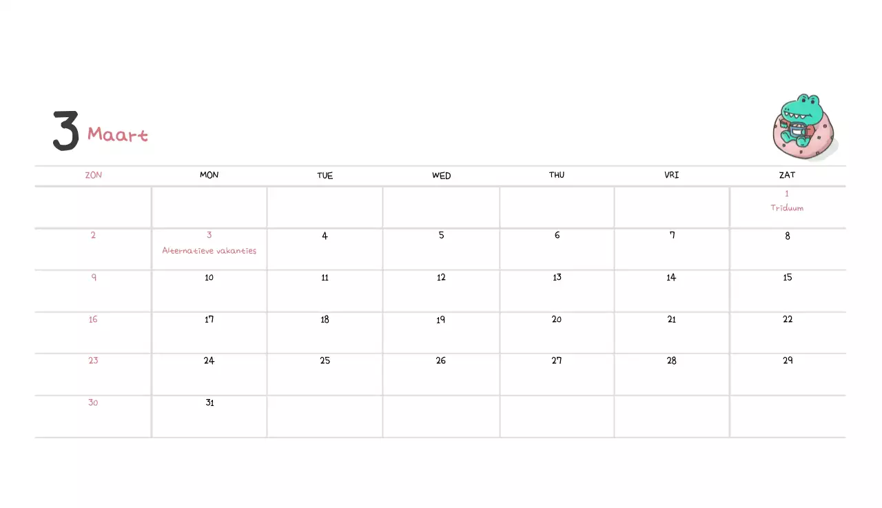 Een kalender met een schattig Ago-illustratieconcept