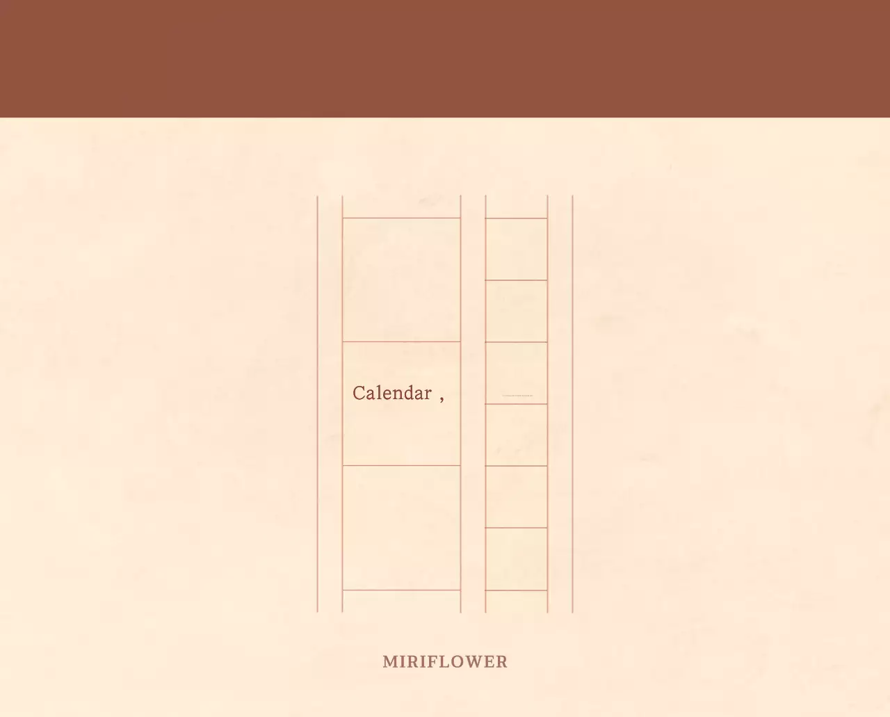 Kalender toko bunga sentimental dengan konsep kertas tenun berwarna coklat muda dan coklat