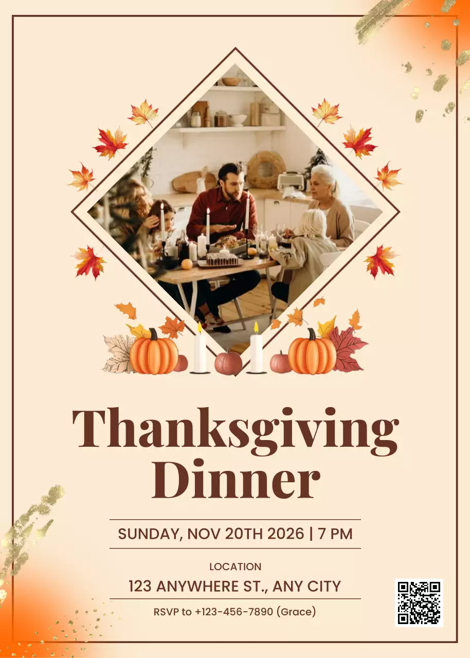 Beige Traditional Thanksgiving Invitation Poster