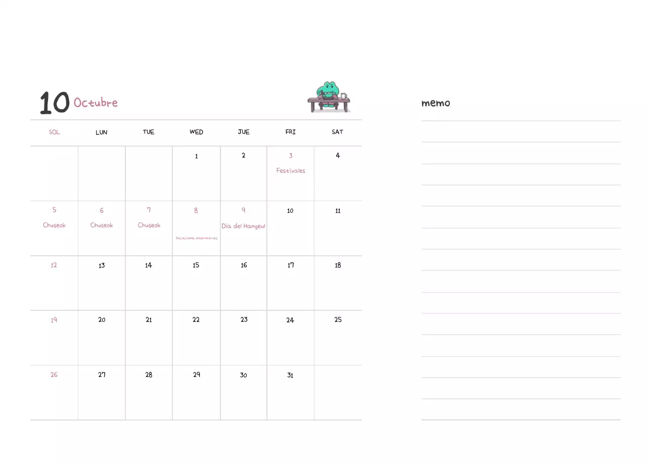 Un calendario con un bonito concepto de ilustración de Ago