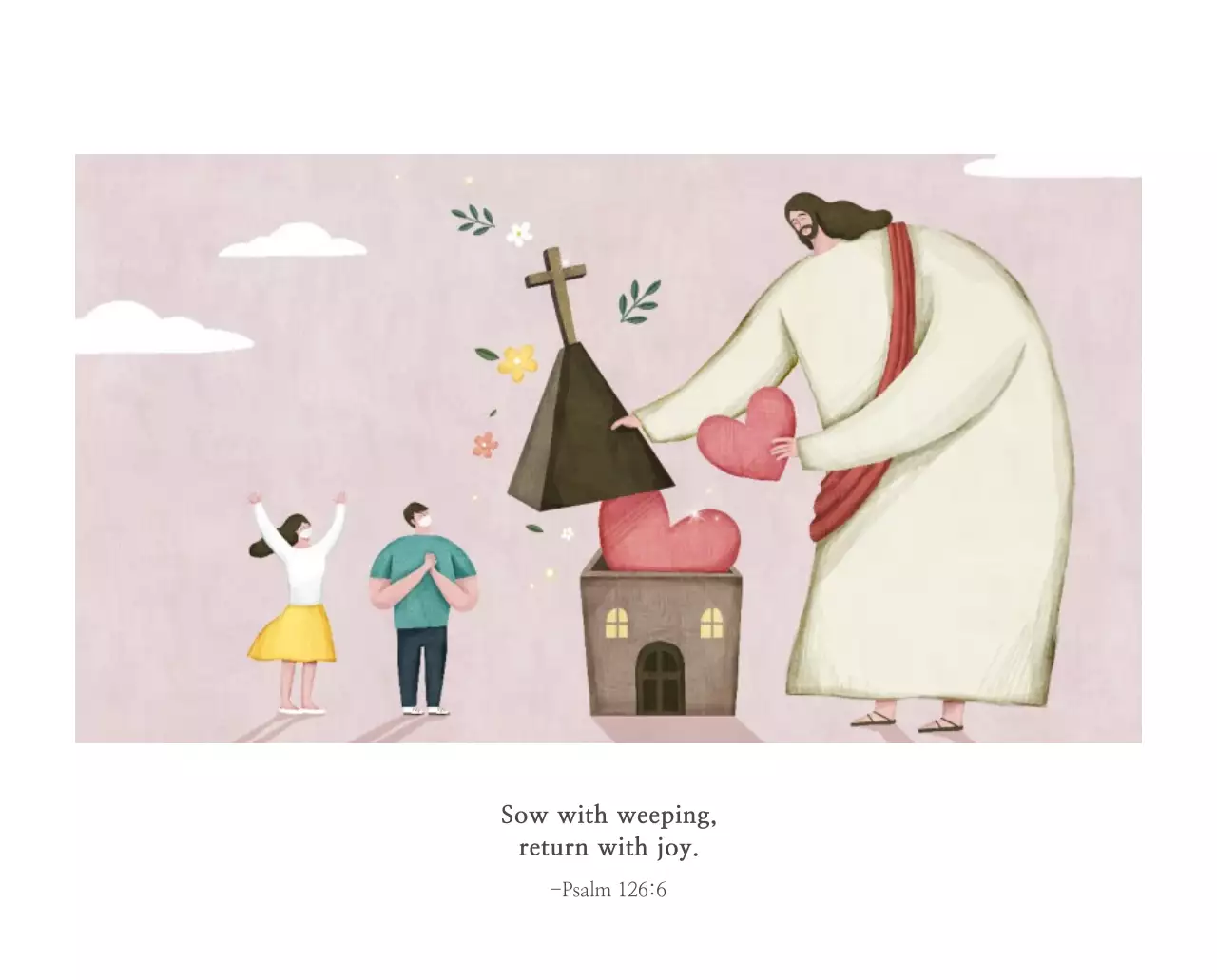 Ilustrasi gereja yang bersih dengan warna pastel