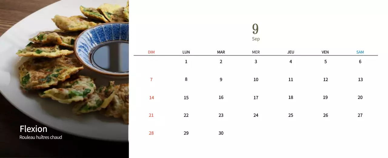 Calendrier de l'alimentation traditionnelle beige