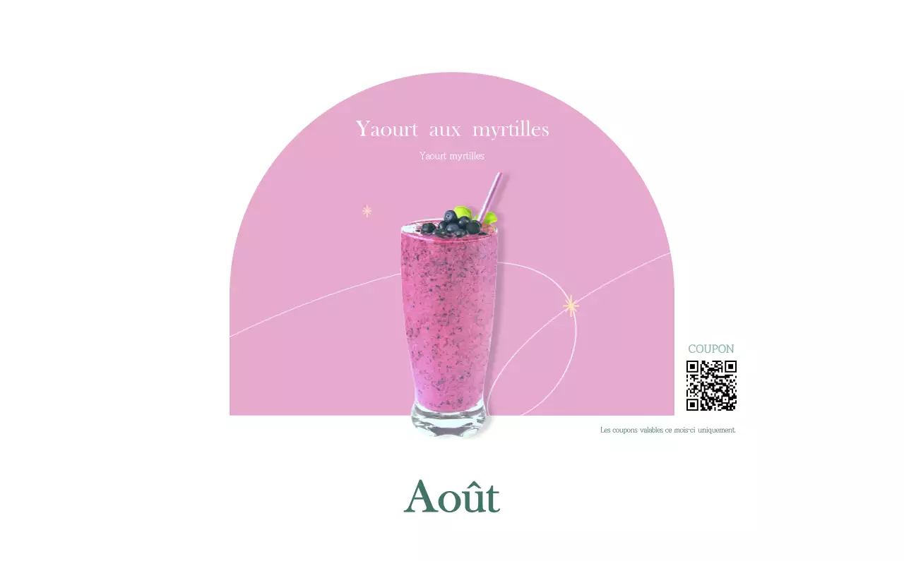 Un calendrier moderne pour les cafés avec des recommandations sur la boisson du mois.