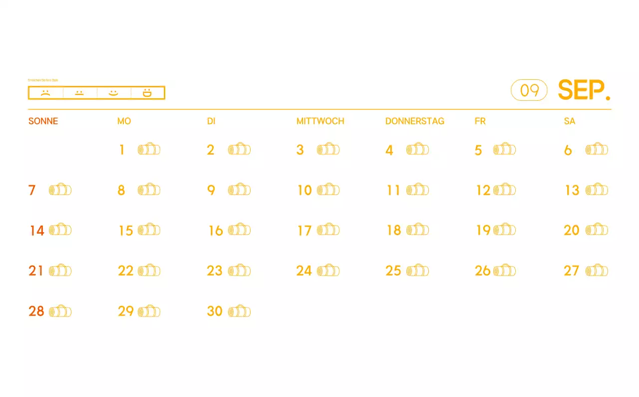 Orange Minimalistischer Yoga-Aktionskalender