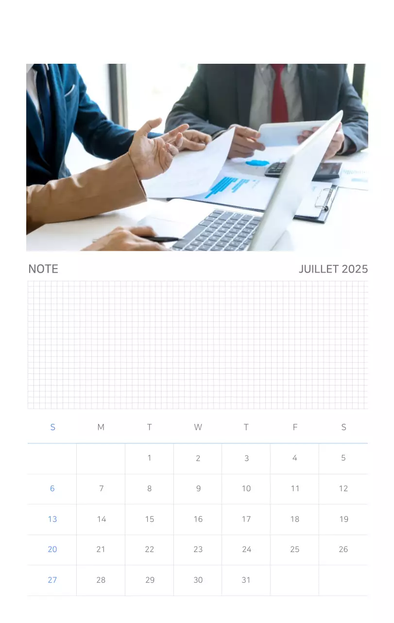 Calendrier moderne bleu Promotions d'entreprise