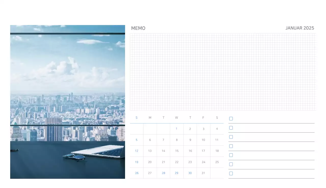 Blauer moderner Kalender Kalender