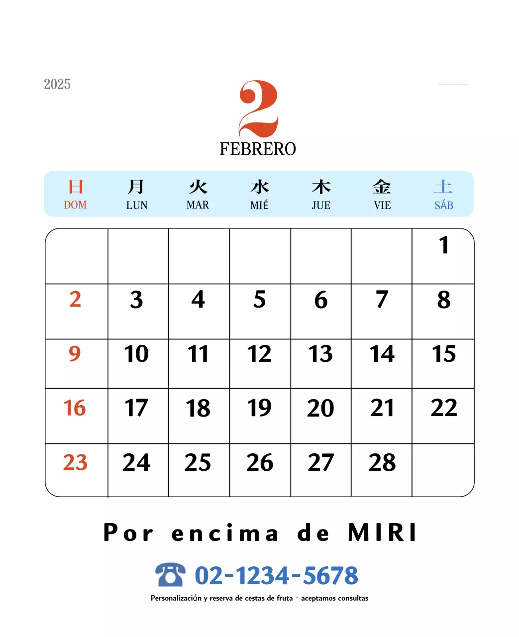 Calendario retro concept memory en rojo