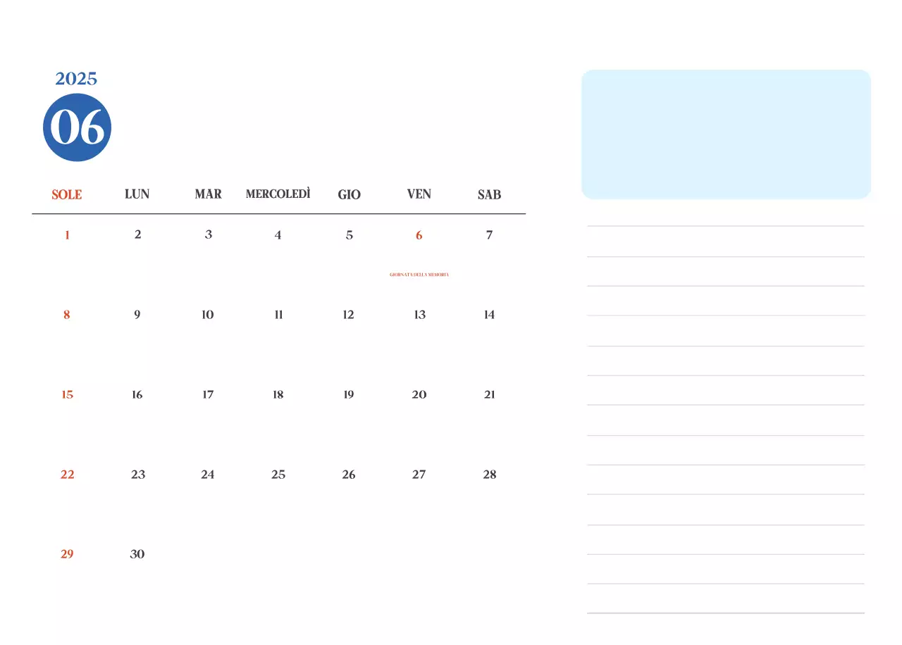 Calendario ospedaliero moderno blu