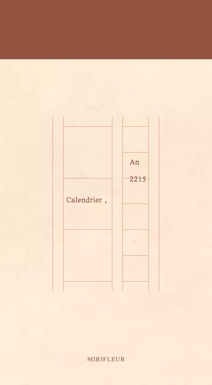 Calendrier sentimental de fleuriste en papier de laine marron clair et marron.