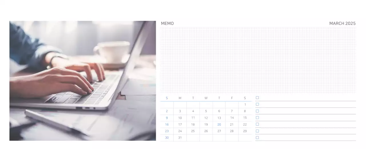 ブルーモダンカレンダー企業広報