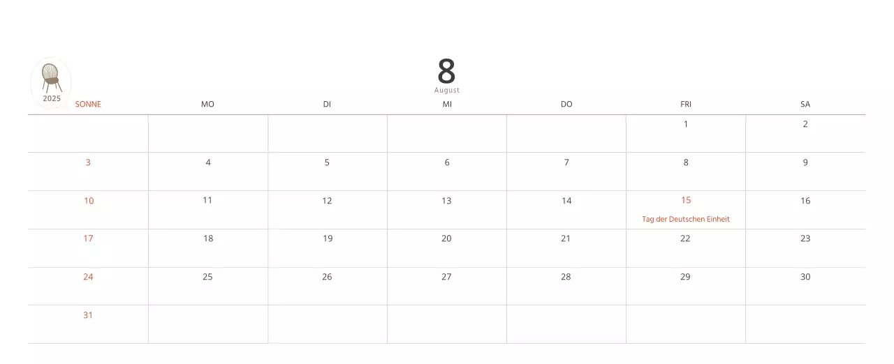 Beigefarbener minimalistischer Innenkalender