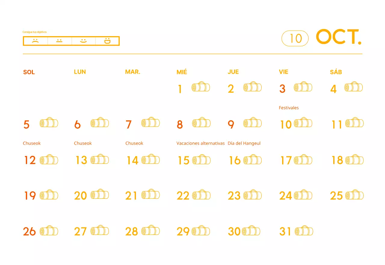 Calendario promocional de yoga minimalista naranja