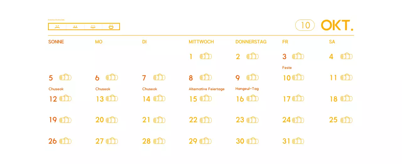 Orange Minimalistischer Yoga-Aktionskalender