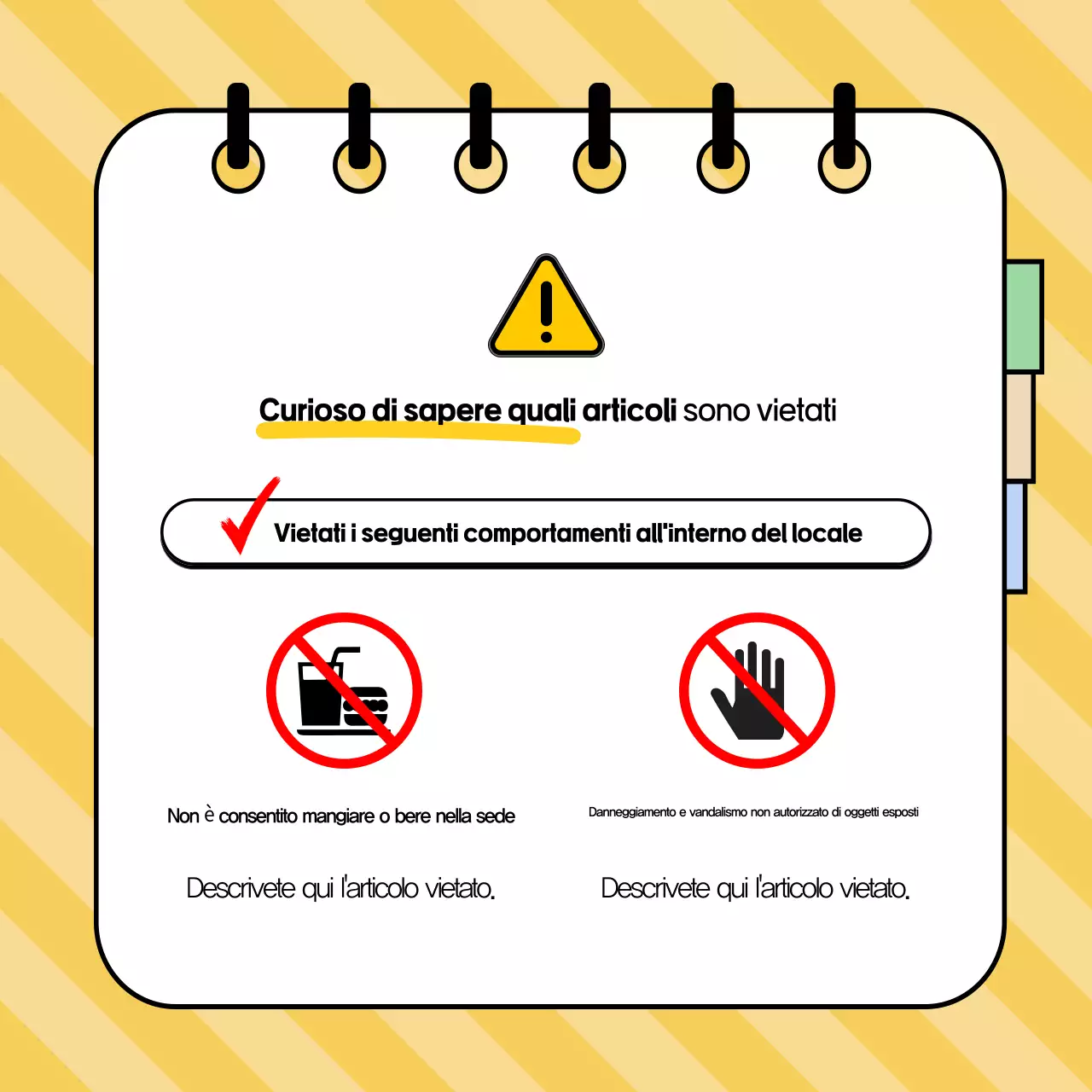 Informazioni che attirano l'attenzione su uno sfondo giallo