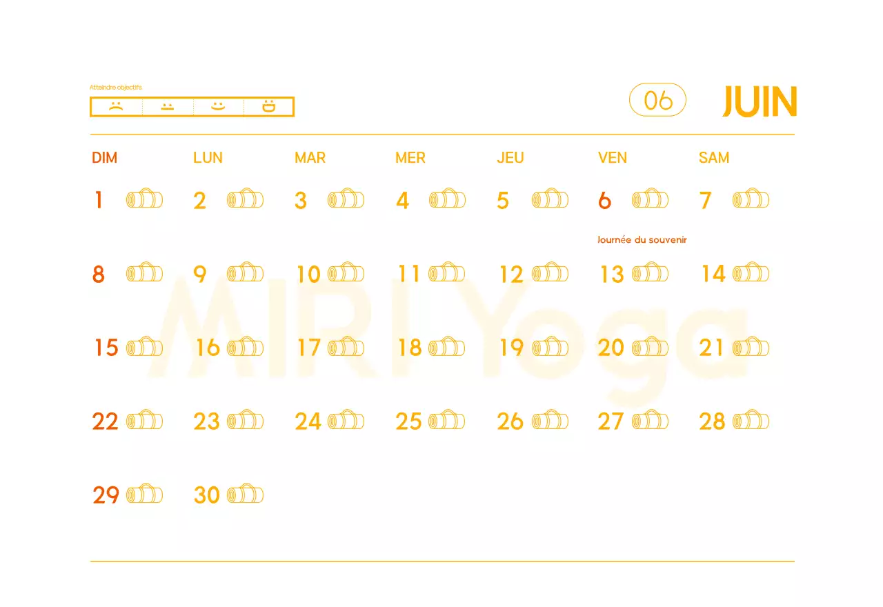 Calendrier promotionnel de yoga minimaliste orange