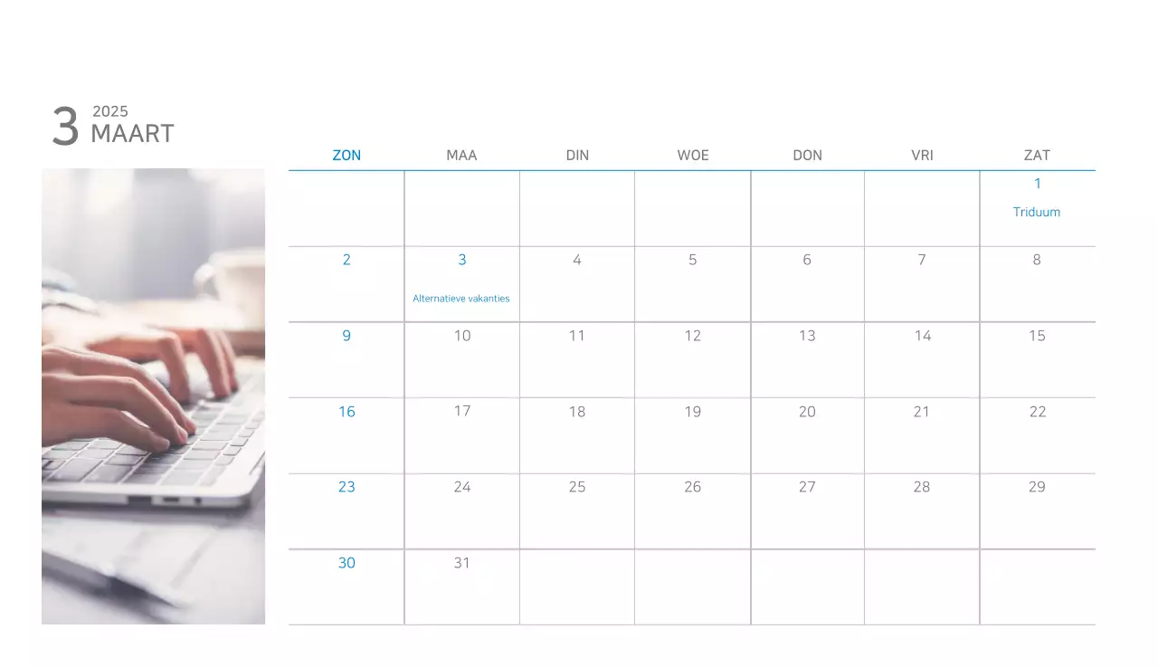 Blauwe Kalender Modern