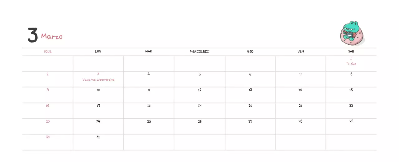 Un calendario con un simpatico concetto di illustrazione di Ago