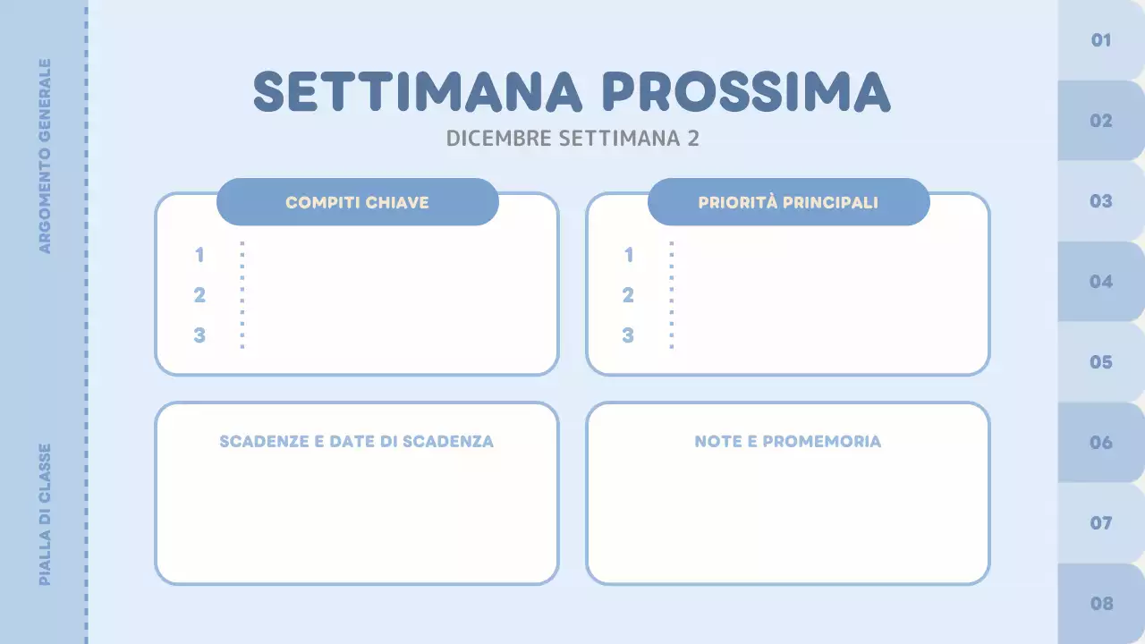 planner di classe a tinta unita blu